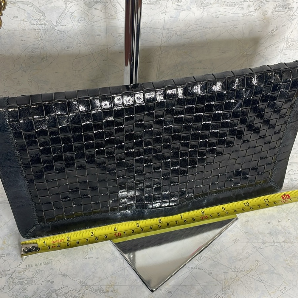 ☔️ VINTAGE ENVELOPE/S-CHAIN WOVEN LEATHER SUEDE CLUTCH - Picture 6 of 12